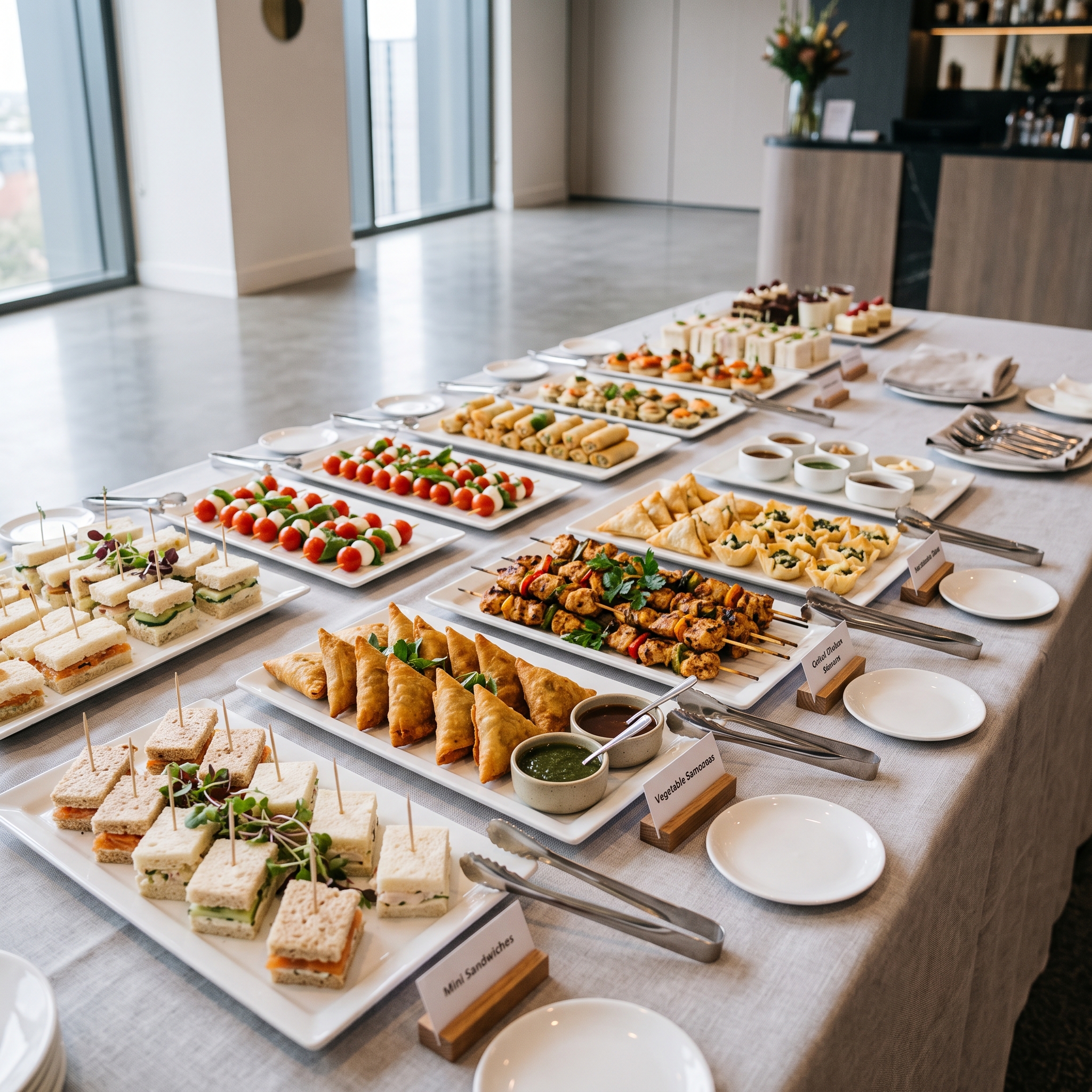Corporate catering finger food spread